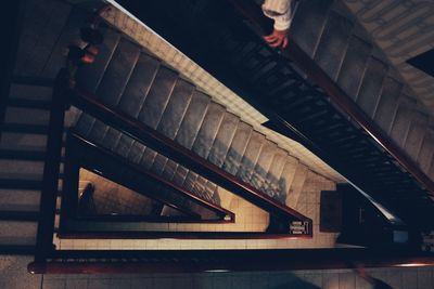 Close-up high angle view of man in a stairs