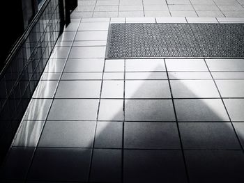 High angle view of tiled floor