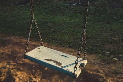 Empty swing in playground