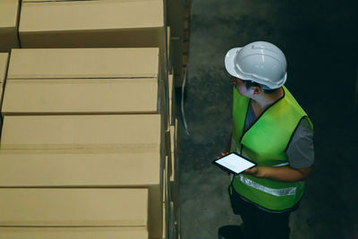 Man working with mobile phone