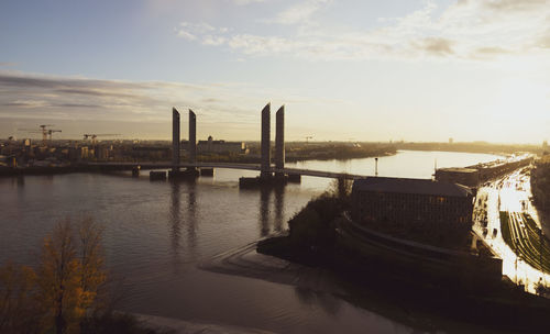 Scenic view of bridge over river against sky