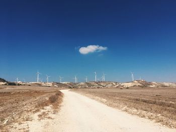 Scenic view of field against blue sky