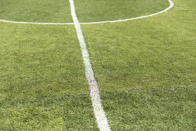 High angle view of soccer field