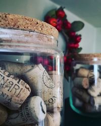 Close-up of cookies in jar