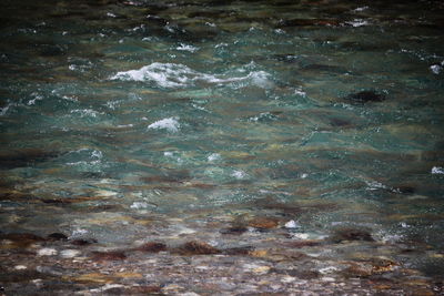 Full frame shot of water flowing through rocks