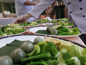 Vegetables on cutting board in kitchen