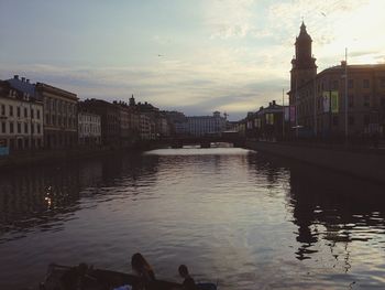 View of river with buildings in background