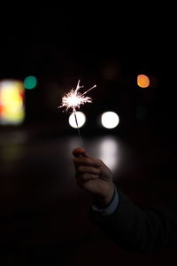 Firework display at night