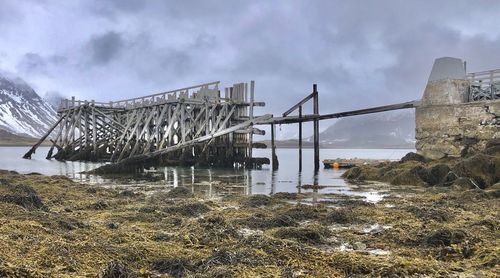 Bridge over river against sky