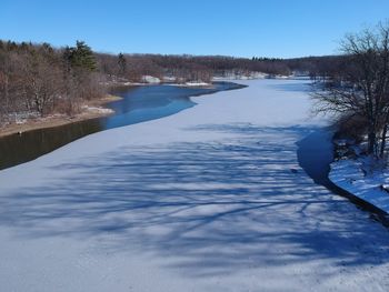 Scenic view of frozen lake against sky