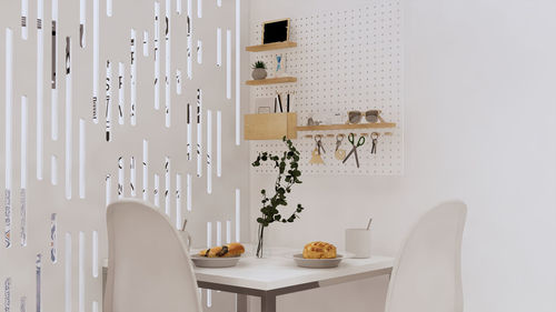 View of breakfast on table at home