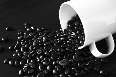 High angle view of coffee beans on table