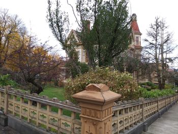 Built structure against trees