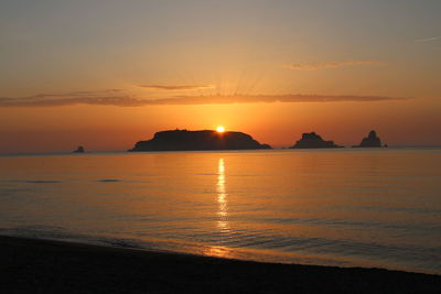 Scenic view of sea against sky during sunset