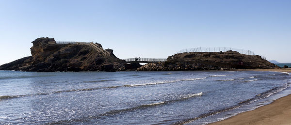 Seascape from mazarron spain with footbridge