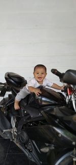Portrait of boy riding