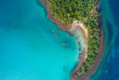 High angle view of people on beach