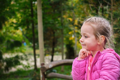 Side view of boy looking away