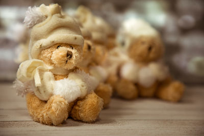 Close-up of stuffed toys on table