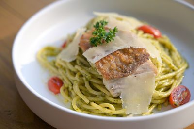 Close-up of meal served in plate