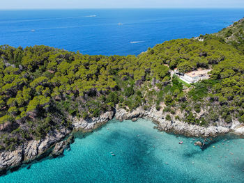 Aerial view of the coast and the magnificent sea of the island of elba