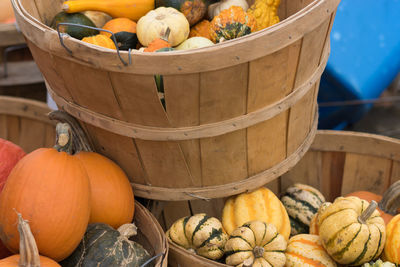 Close-up of pumpkins in market