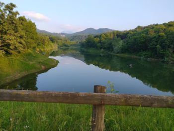 Scenic view of lake against sky