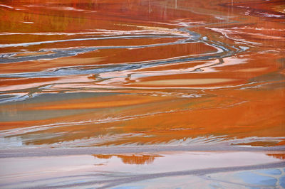 High angle view of contaminated lake