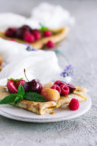 Close-up of dessert in plate
