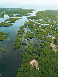 High angle view of sea