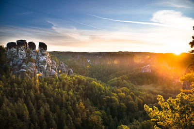 Scenic view of landscape against sky during sunset
