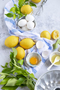 High angle view of fruits on table