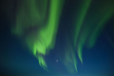 Aerial view of aurora polaris against sky at night