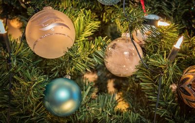 Close-up of christmas decoration hanging on tree
