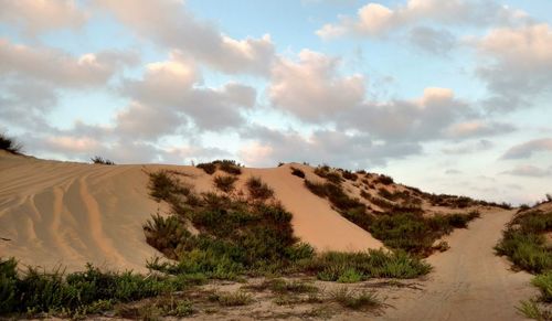 Panoramic view of desert against sky