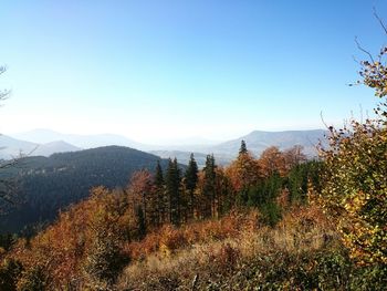 Scenic view of mountains against clear sky