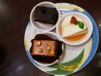 Close-up of dessert served on table