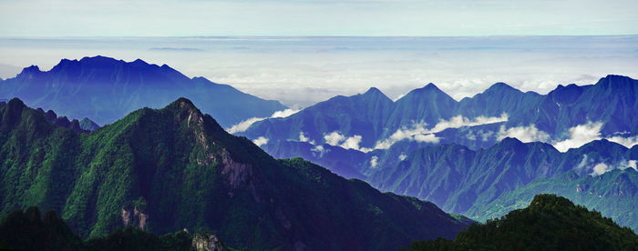 Panoramic view of mountains against sky