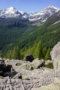 Scenic view of snow covered mountains