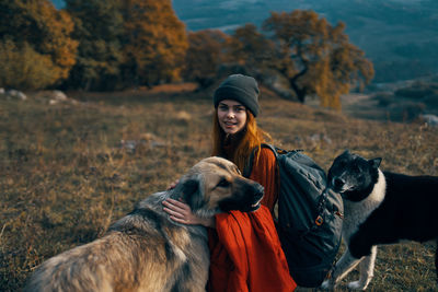 Portrait of man with dog
