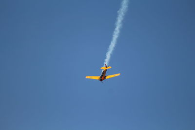 Low angle view of airplane flying in sky