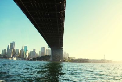 Bridge over river against clear sky