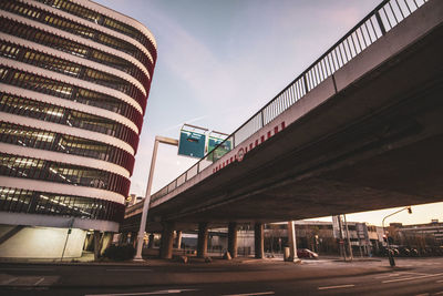 Low angle view of modern building against sky in city