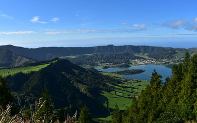 Scenic view of sete cidades in portugal.