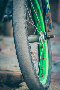 Close-up of bicycle wheel