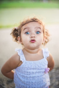 Portrait of cute girl with green eyes