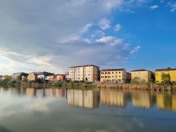 Reflection of buildings in water