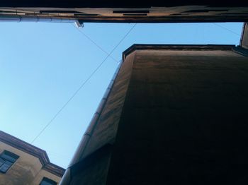 Low angle view of buildings against clear sky