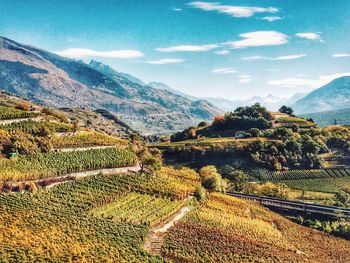 Scenic view of mountains against sky