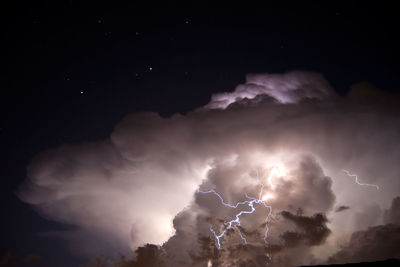 Low angle view of lightning in sky